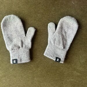 Grey Wool Kids Mittens
